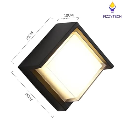 Image of fizzytech 5W LED Up & Down Wall Light, Warm White Square Decorative Wall Lamp for Indoor & Outdoor, Balcony, Living Room, Bedroom & Porch, Pack of 2