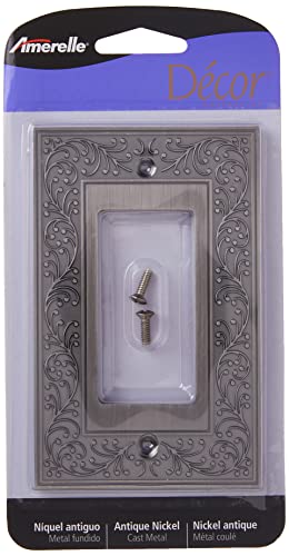 Image of Amerelle 43RAN English Garden Wallplate, 1 Rocker, Cast Metal, Antique Nickel, 1-Pack