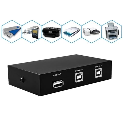 Image of 2 Ports USB Switch for PC Sharing Switch Hub Box, Printer Splitter for Two Computers Sharing 1 Scanner Printers Projector Camera and Keyboard