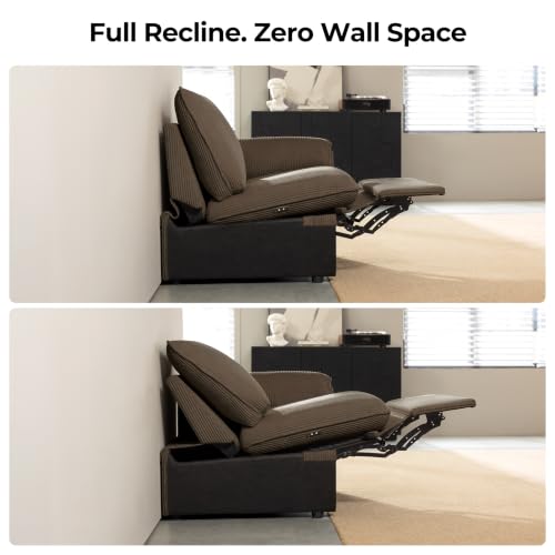 Image of CHIC HOUSE 117 inch 6-Seat Modular Power Reclining Sectional Couch, Brown