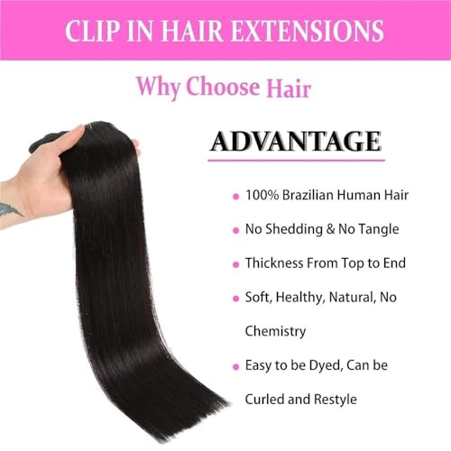 Extensiones de cabello con clip de 8 piezas para melena larga y recta 2