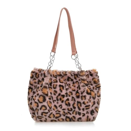 Sac en peluche imprimé léopard grande capacité au style unique