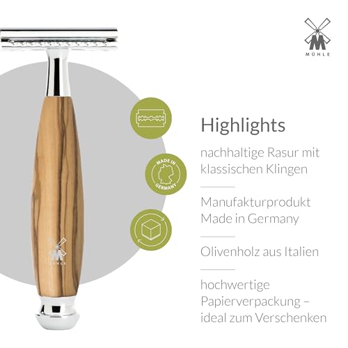 Rasierpinsel-Set Mühle Vivo Rasierset mit Rasierhobel und Halterung