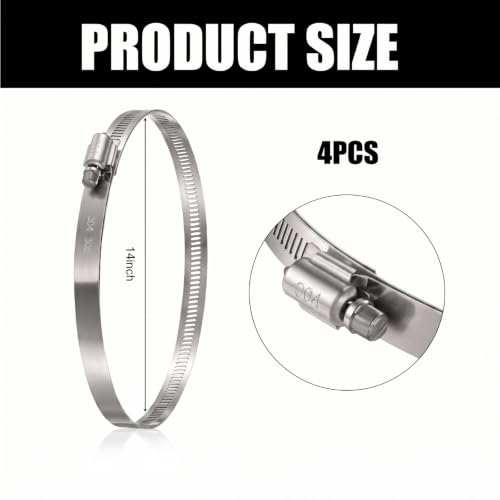 Image of Boao Adjustable 304 Stainless Steel Duct Hose Clamp, 14 Inch