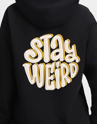 Image of JUNEBERRY Cotton Fleece Regular Fit Hooded Sweatshirt Lastest Back Graphic Printed Winter Hoodies for Women (Available in Colors: Black, SOYA Bean, Orange, Marshmellow, White & Lilac)