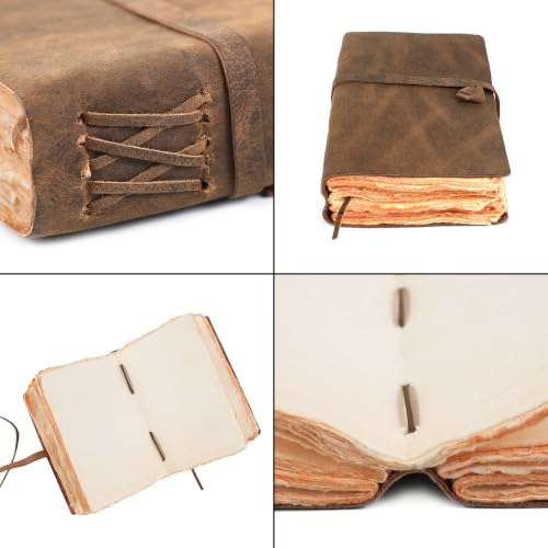 Grimoire fait main en cuir véritable avec fermeture à sangle ELIZO