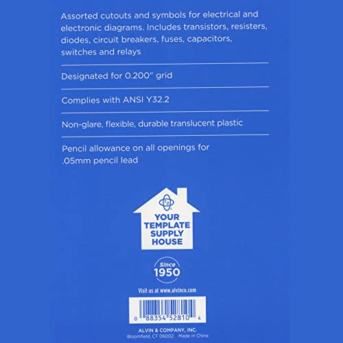 Alvin Td1279, Professional Graphic Symbols Ruling Template, For Electrical And Electronic Diagrams - 5 X 7 X .03 Inches #TOP1