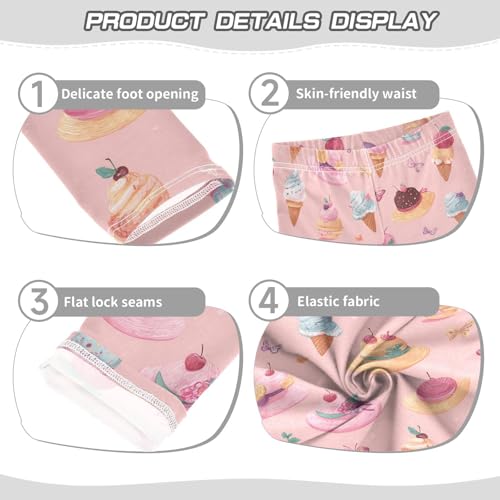 Ice Cream Sunhat Butterfly Girls Leggings Ultra Soft Compression Yoga Gym Pants for Kids 4-10T3