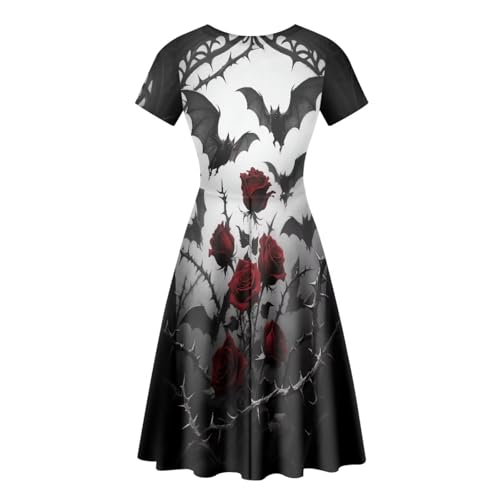 Image of POLERO Sunflower Dress for Women Floral Summer Dresses Short Sleeve Casual Sundresses Midi Dresses