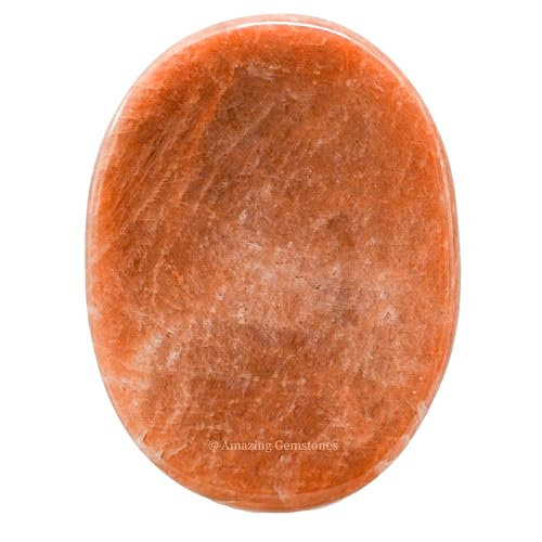 Image of Amazing Gemstone Peach Moonstone Worry Stone Crystals & Healing Stones - Worry Stones for Stress Relief Gifts - Piedra Crystal Fidget for Meditation - Unique Stocking Stuffers & Birthday Gifts