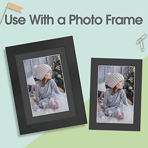 Golden State Art Pack Of 25, Acid-Free Black Pre-Cut 5X7 Picture Mat For 4X6 Photo With White Core Bevel Cut Frame Mattes #TOP6