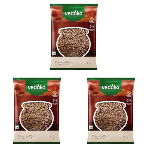 Image of Amazon Brand - Vedaka Unpolished Black Masoor Dal | Whole | 1 Kg | Premium Black Masoor Dal (Pack of 3)