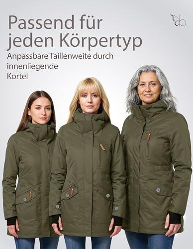 berydale Winterjacke Damen Parka I Warme Übergangsjacke Damen I Atmungsaktiv, Wind- und Wasserdicht I Wintermantel mit Thermowattierung