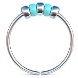 Nose Hoop with Silver and Turquoise Beads - 24 gauge very Thin Nose Hoop - 925 Sterling Silver Tiny Piercings Nose Rings hoop - Body Jewelry