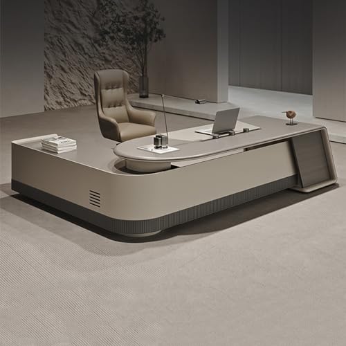 94" L-Shaped Executive Desk with Power Outlet and Drawer Cabinet, Large Office Desk Long Business Furniture Desk Home Office Workstation for Bedroom Executive Work Study Writing - Image 5