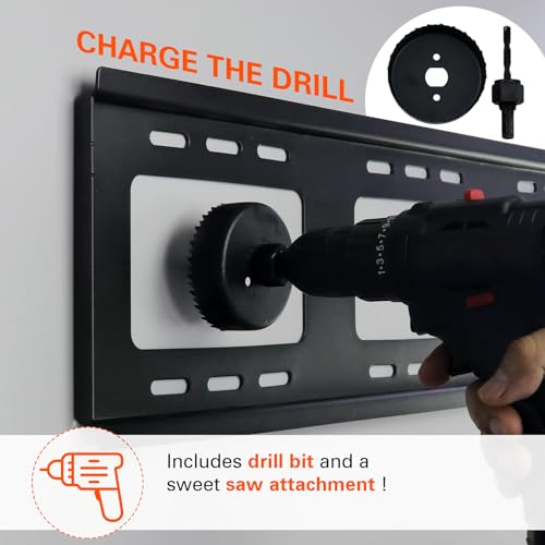 TV Wire Hider Kit for Wall Mount TV - in Wall Cable Management Kit with 2 Pass Throughs, Locking Brackets, and Hole Saw Drill Attachment