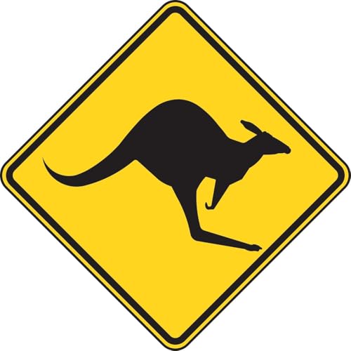 Kangaroo Sticker Crossing Sign Australia Outback Animal Zoo Marsupial (3 Inch)