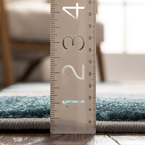 Uptown Squares Blue & Grey Modern Geometric Comfy Casual Hand Carved Area Rug (5'3" X 7'3") Easy To Clean Stain Fade Resistant Abstract Boxes Contemporary Thick Soft Plush Living Dining Room #TOP5