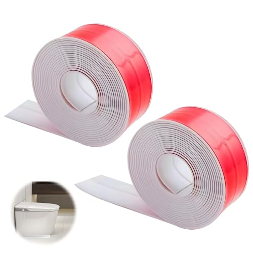2 Piezas Rodapiés Autoadhesivo Flexible, 3,2 M X 22 Mm Cinta Sellado Impermeable Autoadhesiva, PVC Selladora Resistente Al Agua, Para Juntas Antimoho En Cocina, Baño, Inodoro, Techo Y Pared- Blanco