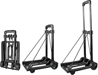 Whixant Hand Truck Portable Luggage Cart, Folding Lightweight Aluminum Portable Dolly with Mute Caster Wheel for Moving Travel and Office Use - (Black)