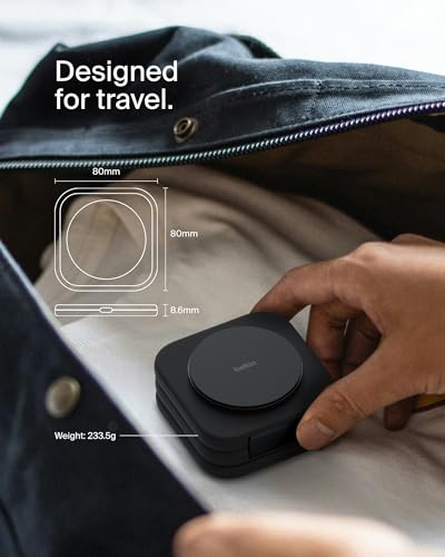 image for Belkin MagSafe Charger Compatible 3-in-1 Magnetic Charging Travel Pad 