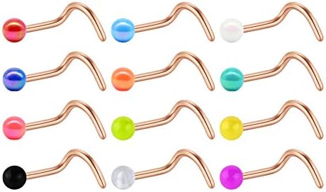 Longita Nose Studs Straight L Shaped Nose Bone Nose Screw Stainless Steel 20G 9-15PCS Nose Piercing Jewellery Set