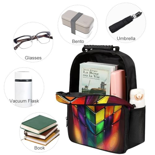 16 Inch Ordinary Backpacks,backpack for Men, Magic Cube â€‹Puzzle Print Backpack,suitable for Work,travel,business Trips,etc3