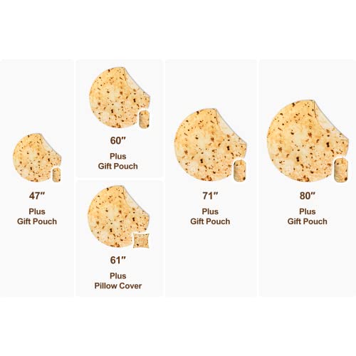 Bnuitland 80 Inches Tortilla Burritos Pattern Blanket,290 Gsm Double Sided Giant Flour Realistic Food Blanket For Adults,Novelty Taco Funny Blanket For Your Family,Super Soft Flannel Bed Throw Blanket #TOP5