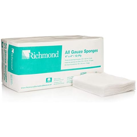 Richmond Dental & Medical 300423 4" x 4" All Gauze Sponge, 12-Ply Cover