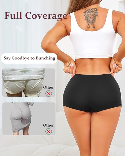 Image of ALL OF SHE Boy Shorts Underwear for Women Full Coverage Boxer Briefs Soft Seamless Panties Lingerie Under Dress Booty Shorts