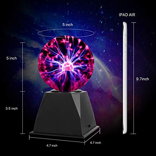 Gresus 5 Inch Magic Plasma Ball Lamp - Touch & Sound Sensitive Interactive Usb Powered Plasma Lamp Nebula Sphere Globe, Science Educational Gift For Decorations/Parties/Bedroom #TOP1