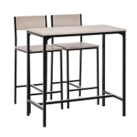 HOMCOM Bartisch Mit Barhocker Set, 5-TLG. Bartisch-Set, Küchentisch Mit