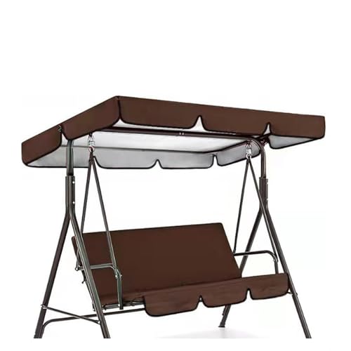 Toldo de tela Oxford 600D con revestimiento plateado de alta calidad para columpio Hollywood, resistente al viento, duradera y resistente al desgarro, marrón, 195 x 125 x 15 cm, sombra de patio al