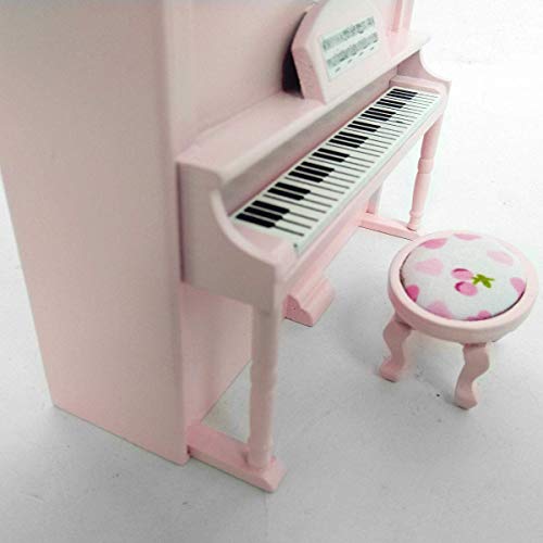 CuteExpress Miniature Piano Model 1/12 Scale Dollhouse Musical Instrument Ornaments Gift Mini Decoration Furniture Accessories (Pink)
