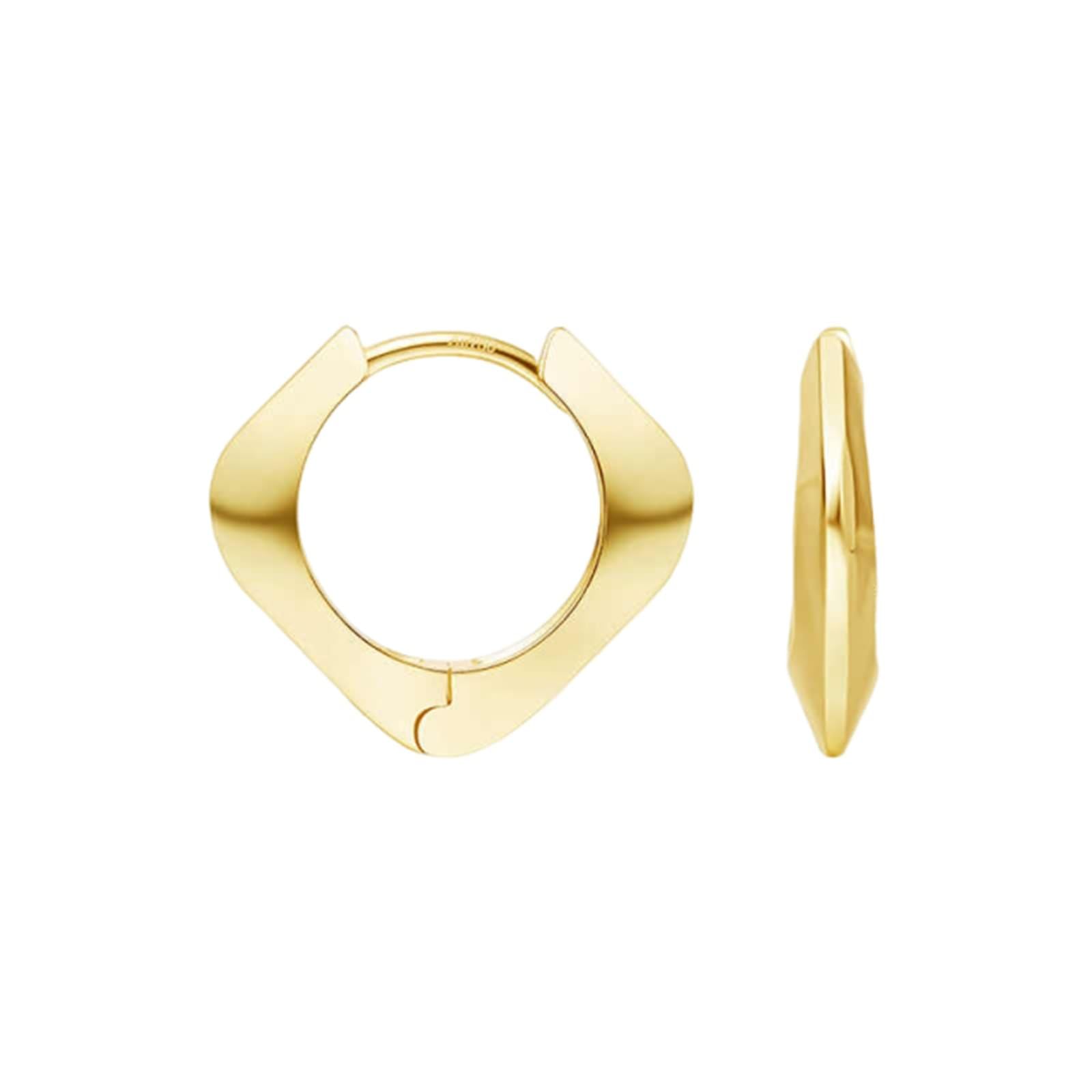 KnSam Prawdziwe złoto biżuteria 9K/14K/18K żółte złoto Creole Hoop, kolczyki damskie geometryczne, wiszące kolczyki ze złota Au750/ 585/375