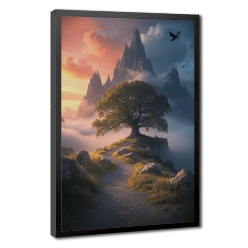 Toile Sunset Summit Pathway 30x45 : solution de décoration murale encadrée pour habiller un mur