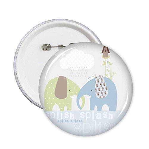 Pins badge rond elephant bleu taille L lot de 5 boutons décoratifs multicolores