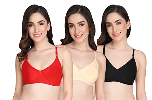 Image of Women Non Padded Bra - Made of Pure Cotton Full Coverage Non Wired Soft Cup for T-Shirt Saree Dress and for Everyday
