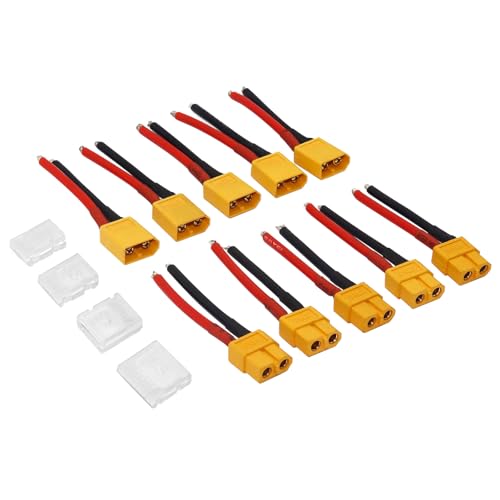 WOAEIUOS 5 Pairs XT60 Plug Connector Female and Male with 14AWG Silicon Wire for RC Car Lipo Battery Cable Drone Car Boat Robot