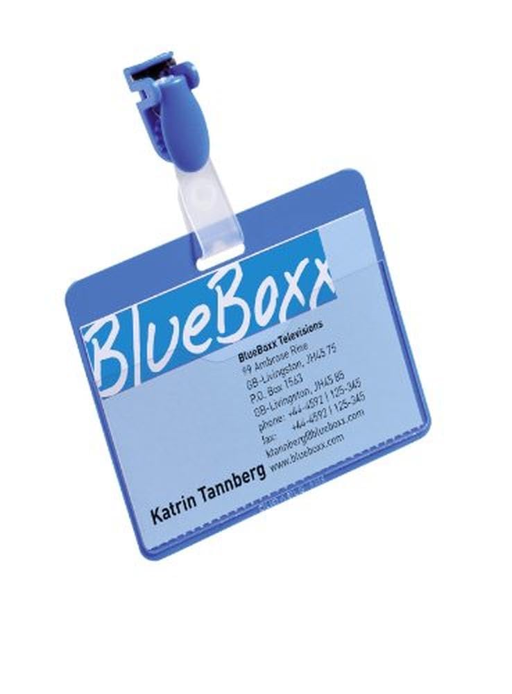 Durable - Porte-badge avec clip plastqiue - Format 60 x 90 mm - Bleu - Boite de 25 - 810606