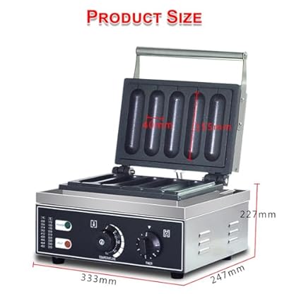 ZOLPINL Kommerzielles 5-teiliges Hot-Dog-Waffeleisen in Maisform, elektrisches Waffeleisen, Waffeleisenmaschine, Backmaschine für Restaurants, Hot-Dog-Waffeleisen, Antihaft-Pfanne, 50–200 – Bild 8