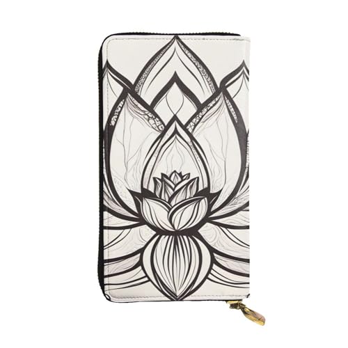 Leather Wallet - Stylish and Durable Wallet for Women with Multiple Compartments and Zipper Design Lotus Flower Namaste Picture