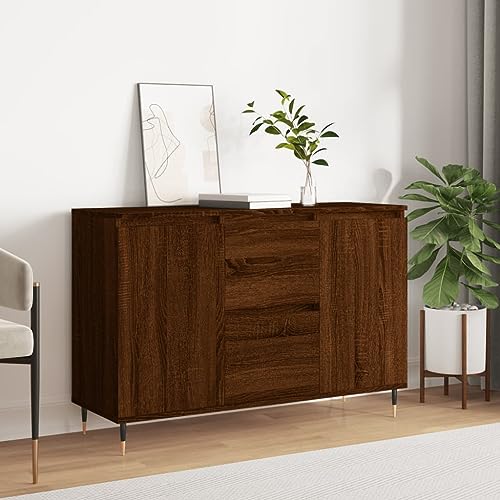TREISL Aparador de salón, 104 x 35 x 70 cm, madera multicapa resistente a la humedad, moderno, para comedor, buffet, amplio espacio, armario organizador de cocina clásico, roble marrón