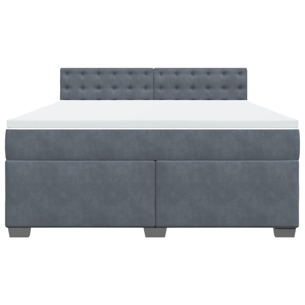 vidaXL Boxspringbett, Polsterbett Bett mit Matratze Matratzenauflage, Bettgestell mit Kopfteil Lattenrost, Doppelbett für Schlafzimmer, Dunkelgrau 180x200cm Samt
