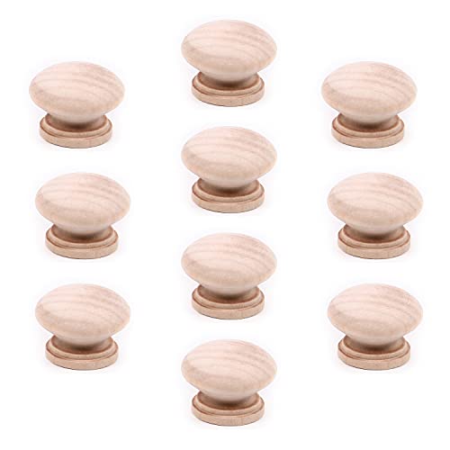 MroMax 引き出しハンドル 木製 木製引き出しノブ 取っ手 つまみ 引くノブ ハンドル 10個入り ネジ付き 33*23mm キャビネット 引き出し グリップ 家具 食器棚 木製ラウンド ドア ウッドカラー