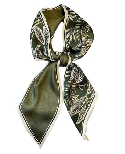 Fashion Scarf for Women - 58 Long Skinny Scarf Lightweight Luxurious Silk Feeling for Neck Hair Purse & Belt Accessory (Green Leaf Grace)