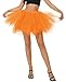 Afibi Women's 1950s Vintage Tutu Petticoat Ballet Bubble Skater Skirt (Medium, Orange)