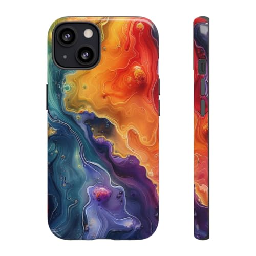 Coque rigide iPhone 13 motif artistique brillant aux reflets vibrants