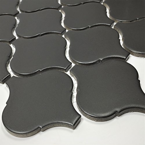 Arabesque 11 In. X 9.5 In. X 6 Mm Glazed Porcelain Mesh-Mounted Matte Floor And Wall Mosaic Tile For Bathroom, Kitchen Backsplash (11 Pcs/Case) (Black Greyish) #TOP3