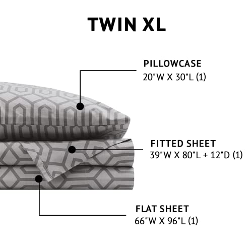 Image of Comfort Spaces 100% Cotton Percale Sheets Twin XL Size 3 Pc, Diamond Sliver
